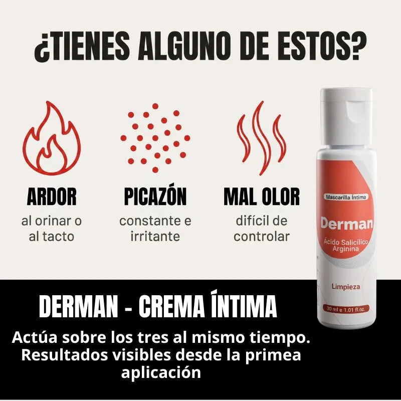 DERMAN - Elimina mal olor, ardor y picazon de tu zona íntima.